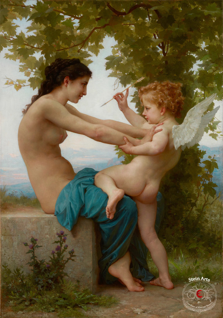 A Young Girl Defending Herself Against Eros by Bouguereau